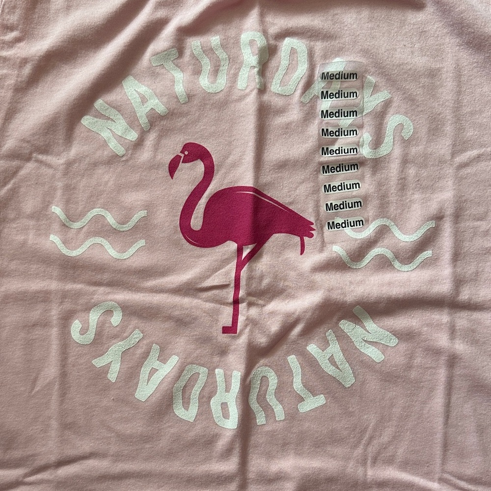 Pink Naturdays Cropped Graphic Tee - M - Picture 5 of 5